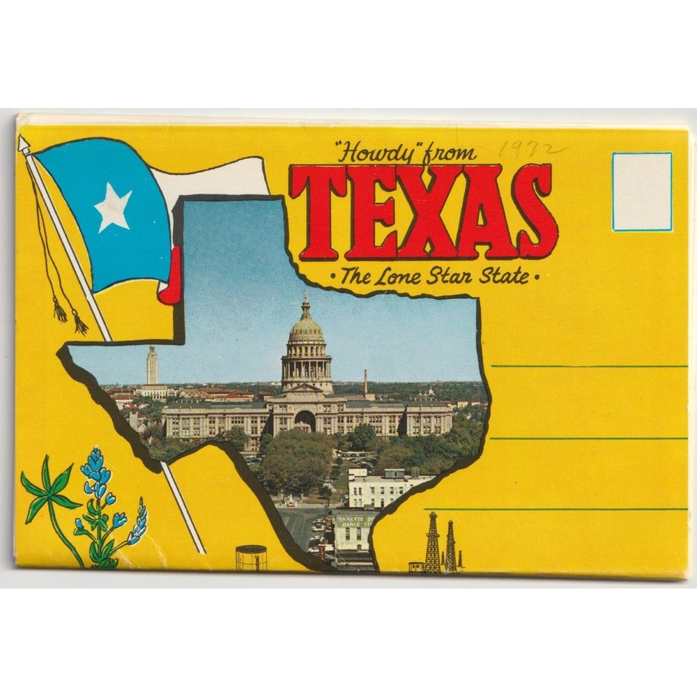 Austin Texas TX State Capitol Souvenir Postcard Mailing Folder Lone Star 1972 - Picture 1 of 2